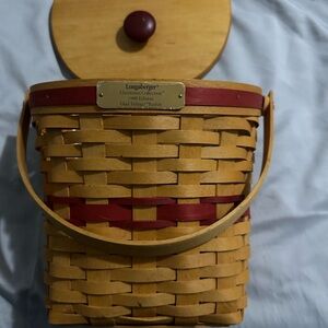 Longaberger Red and Tan Woven Travel Basket Purse